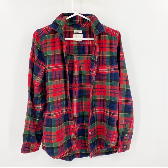 American Eagle Plaid Holiday Button Down Shirt Small - Picture 1 of 8